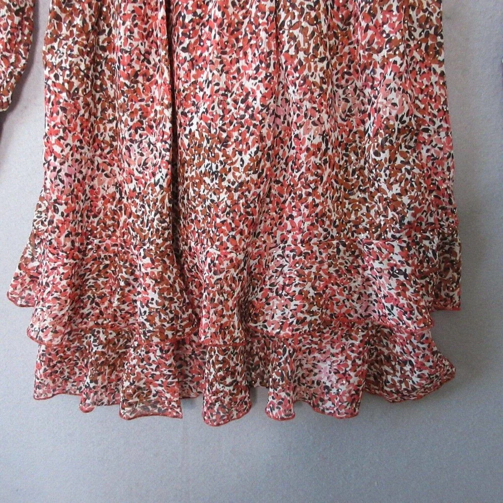 Sabina Musayev Pink and Brown Floral Ruffled Wrap Dress - Picture 8 of 14